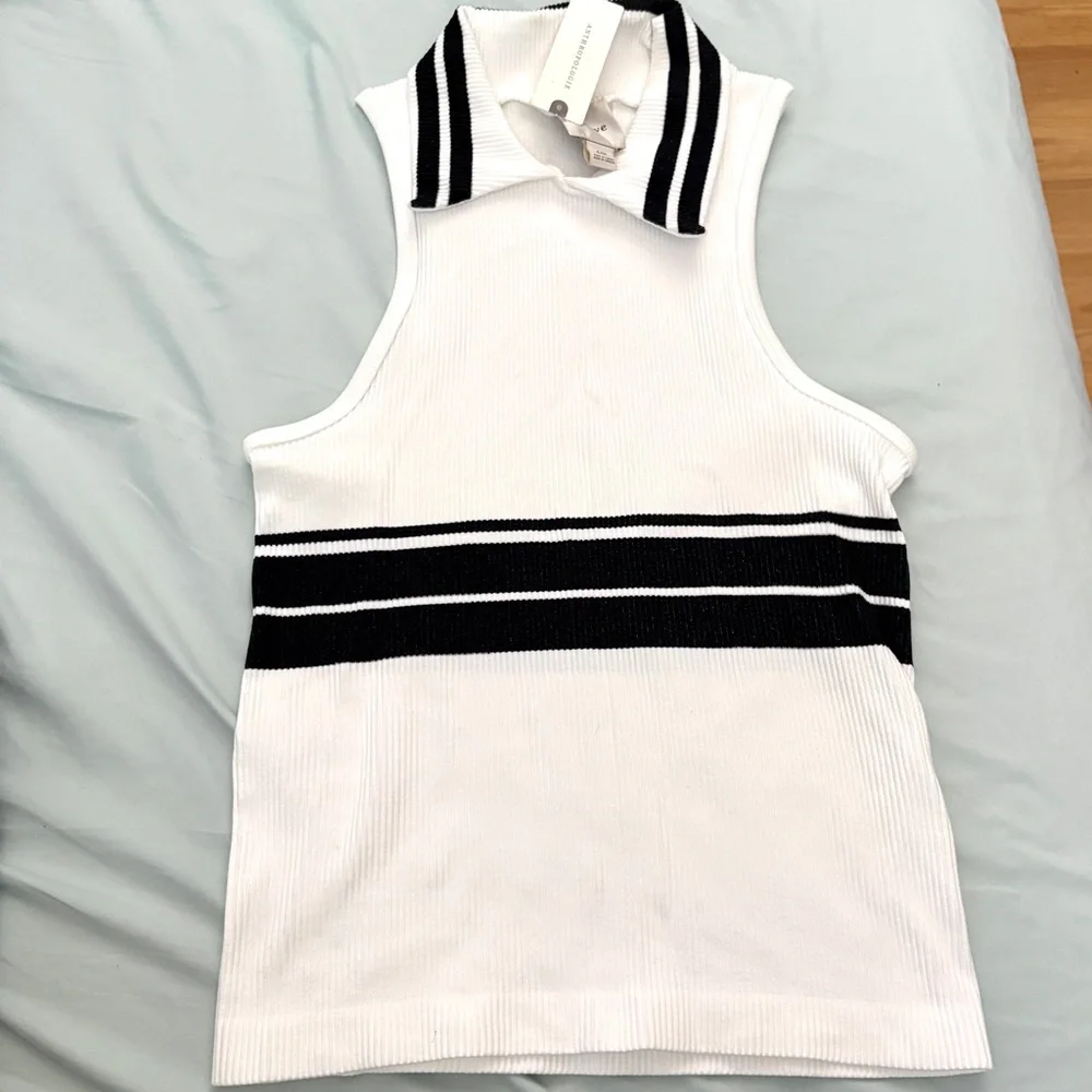 ANTHROPOLOGIE Maeve Ribbed Polo Tank Top NWT Size S/M - Picture 3 of 8